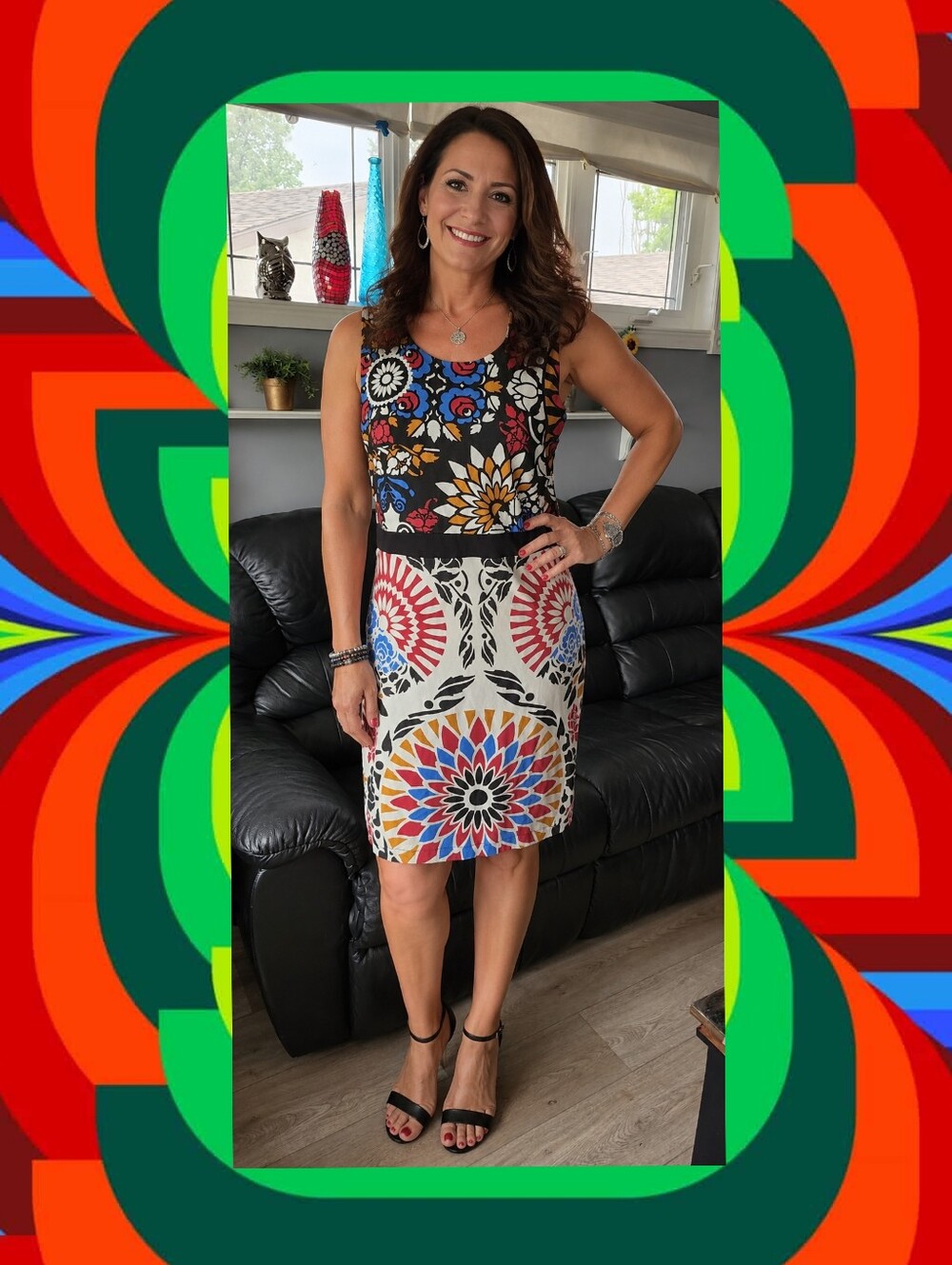 Desigual 💥 Sleeveless Mandala Geometric Sheath Dress Sz XL